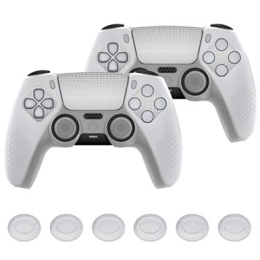 Imagem de PlayVital Pacote com 2 capas para controle ps5 | Base de carregamento compatível com base de carregamento, edição cravejada 3D atualizada, capas protetoras macias antiderrapantes com 12 alças de