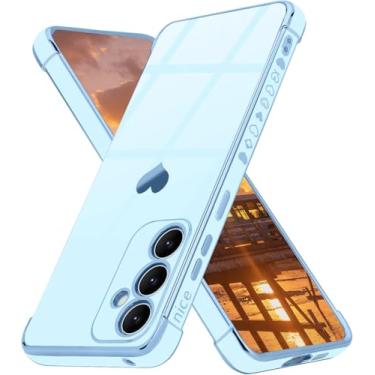 Imagem de Capa feminina para Samsung Galaxy S23 para Samsung Galaxy S23, linda capa de proteção de silicone macio e brilhante para Samsung S23 5G (azul)