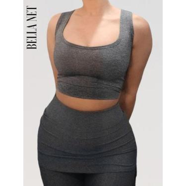 Imagem de Conjunto Feminino Para Academia Top + Short Saia Tapa Bumbum Blusinha 