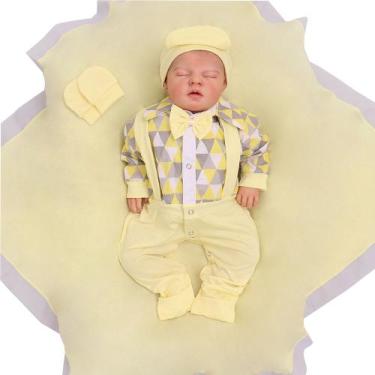 Imagem de Saída de Maternidade Menino Aconchego Suspensório Miguel Amarelo 04 pe