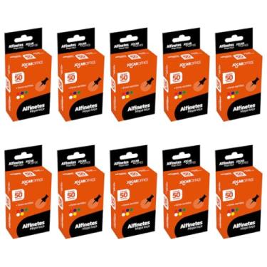 Imagem de Alfinete Mapa Redondo Jocar Office Kit 10 caixas C/50