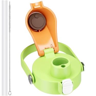 Imagem de Tampa de substituição para garrafa de água Owala Freesip, compatível com Owala 473 ml, 680 g, 740 ml, 947 ml, 1,134 g, vem com 2 canudos e 1 escova de palha, acessórios Owala sem BPA, à prova de