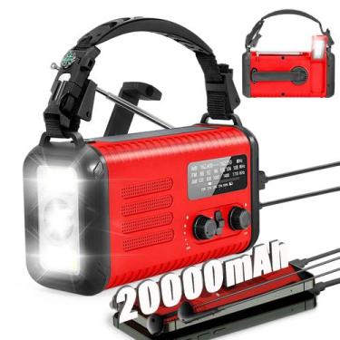 Imagem de Rádio de emergência Lanshanchu 20000mAh com manivela solar vermelha