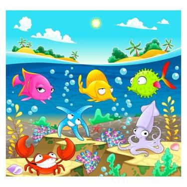 Imagem de Papel de Parede Adesivo Infantil Fundo do Mar Quarto Criança - 682pcp 