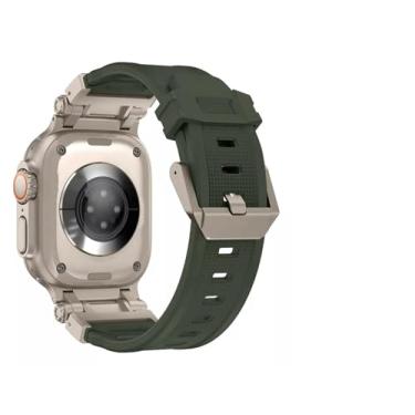 Imagem de Pulseira de Silicone premium com Conector de Metal compativel com Apple Watch 9 8 7 6 5 4 3 2 1 SE Ultra 1 e Ultra 2 (Verde Militar)