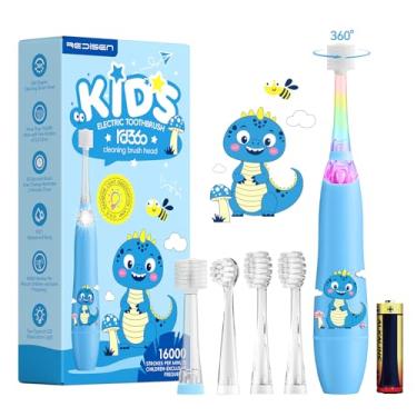 Imagem de Escova de dentes elétrica infantil de 1 a 2 a 3 anos, escova de dentes sônica para bebês com 4 modos e luz LED para escovação divertida, limpeza de 360 graus à prova d'água IPX7, temporizador