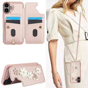 Imagem de MRRSIWEI Capa transversal para APP 107 com porta-cartão, capa de couro PU com fecho magnético com alça de pulso removível para IPE 107.S ouro rosa