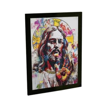 Imagem de Quadro Decorativo Grafite Jesus Cristo Arte De Rua Banksy Decoração Poster Quarto Sala