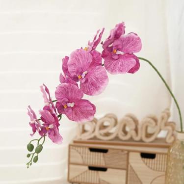 Imagem de Flores artificiais, galhos, hastes de orquídeas borboletas artificiais, arranjos de casamento, casa, jardim, festa, decoração ao ar livre (1 peça/rosa roxo)