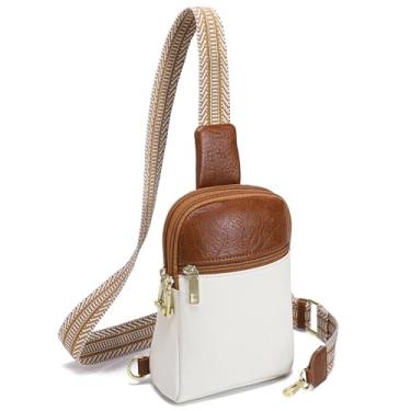 Imagem de INICAT Pequenas bolsas transversais femininas de couro vegano para celular pochete para mulheres e homens, Marrom creme, antirroubo, Large, Tendência