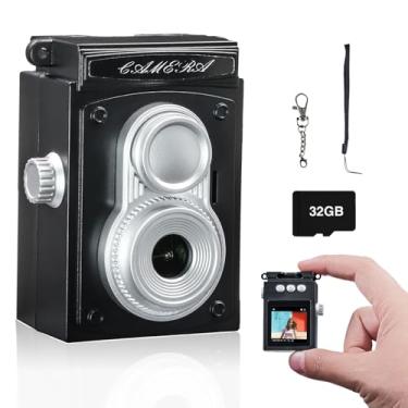 Imagem de Câmera digital com tela LCD de 1,3 polegadas 1080p 32GB cartão monorreflexos CMOS compacto gravador de vídeo portátil fácil de operar, preto
