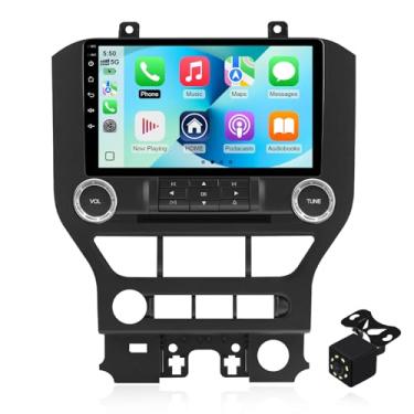 Imagem de Estéreo automotivo 2+64G Android 14 Double Din para Ford Mustang 2015-2020 com rádio de tela sensível ao toque de 9 polegadas embutido sem fio Carplay/Android Auto/GPS/Bluetooth/FM/AUX-in/controles de