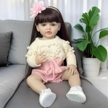 Imagem de Boneca infantil Reborn FALVIA Lifelike Girl 55 cm com acessórios