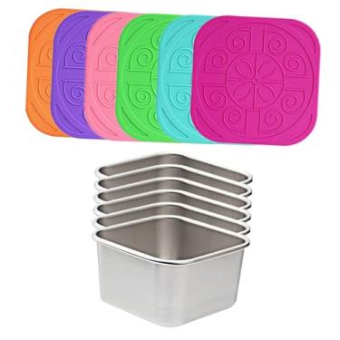 Imagem de WeiLaiKeQi 6 peças recipiente para molhos recipiente para condimentos tigela para molhos de aço inoxidável copo para molho para bar restaurante casa queijo sopa, 180ml