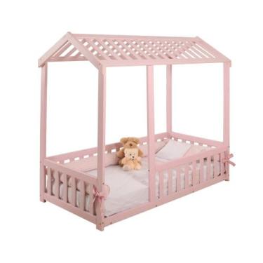 Imagem de Cama Casinha com Teto Montessoriano com Grade Bruna Maray - Atacadão M