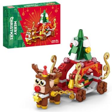 Imagem de Eqkasio Blocos de empilhamento de Natal compatíveis com Lego Conjunto de blocos de montar de trenó de Natal, caixa de presente de Natal, presentes de aniversário para crianças de 6 a 12 anos, faça