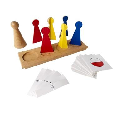 Imagem de penepico Montessori Large Fraction Skittles with Stand & Cards, Beechwood Complete Fraction Manipulatives Set, Wooden Math Learning Materials for Kids Ages 4-7, Homeschool Classroom Educational Tools
