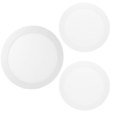 Imagem de Kit 3 Painel De Led Redondo Embutir 12w Bivolt Taschibra 6500k Frio
