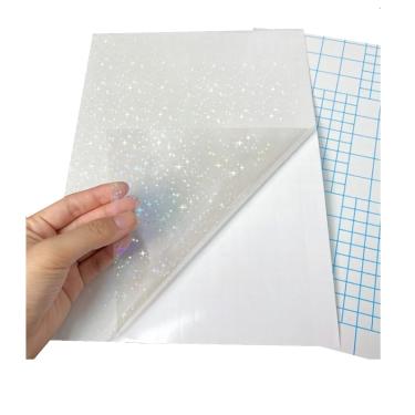 Imagem de Papel Adesivo Holográfico Vinil Gliter Estrelas A4 50Fls