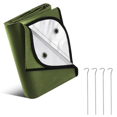 Imagem de Kingdder 1 cobertor de emergência resistente para sobrevivência lona térmica isolada tenda acampamento cobertor infravermelho bloqueado para resgate acampamento caminhadas (verde)