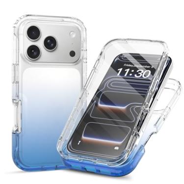 Imagem de Capa transparente de proteção total de 360° com protetor de tela integrado para iPhone 17 Pro, capa fina de TPU e PC, bordas elevadas, aderência antiderrapante, design de camada dupla à prova de