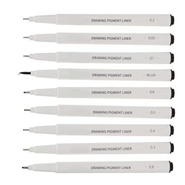 Imagem de Zerodis 9pcs Canetas Micro Linha Canetas Tamanhos de Ponta Mais Suave Escrita Pintura Fineliner de Desenho de Linha para Pintura Letras à Mão Desenho de Coloração 9 Unidades Micro 0,05-0,8 BR