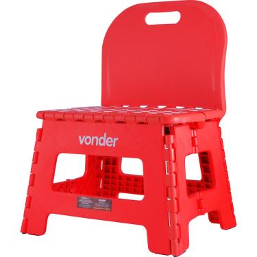 Imagem de Banqueta Plástica Dobrável Vermelha Altura 220mm Vonder