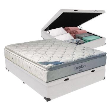 Imagem de Cama + Box Com Baú Casal E Colchão Freedom Ortobom D33 Branco