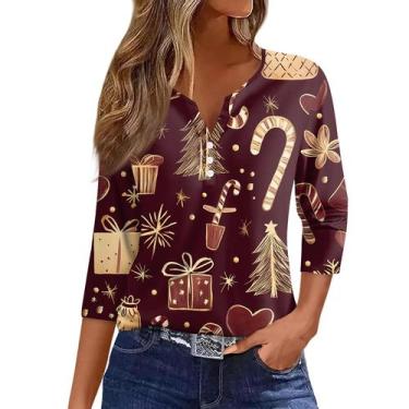 Imagem de Camiseta COTECRAM com estampa de floco de neve para mulheres dourada X