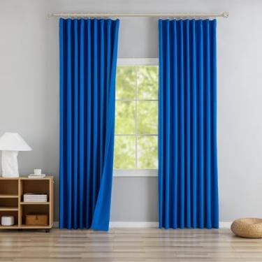 Imagem de DONREN Klein Pinch Cortinas blecaute plissadas com ganchos - 243,8 cm de comprimento, escurecimento da sala, painéis de cortina com isolamento térmico, para sala de estar, quarto, 2 painéis, 101,6 cm