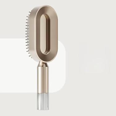 Imagem de Escovas de cabelo autolimpantes para mulheres, pente de cabelo para cabelos encaracolados, grossos, lisos, finos, molhados ou secos – Escova desembaraçadora e massageador de couro cabeludo sem dor