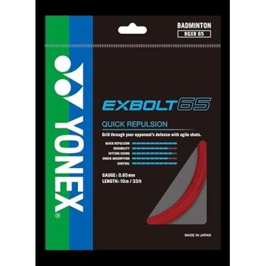 Imagem de YONEX EXBOLT 65 Corda de raquete de badminton, calibre 0,65 mm, comprimento 10 m/33 pés, rápida repulsão e durabilidade escolha de cores (vermelho)
