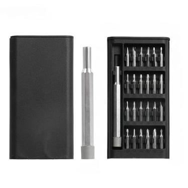 Imagem de Conjunto de chaves de fenda de precisão pequena 25 em 1, kit de ferramentas de reparo profissional para computador, relógio, laptop, console de jogos, óculos (preto)