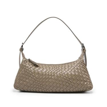 Imagem de MELOLILA Bolsa tiracolo de tecido pequena bolsa trançada feminina, Cáqui Taupe, Casual