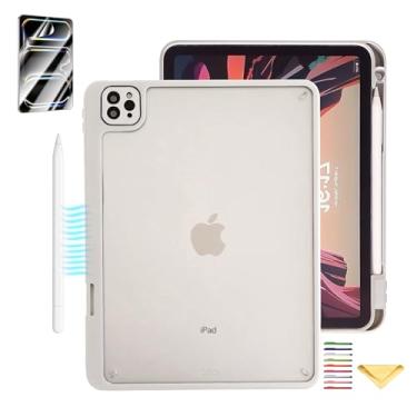 Imagem de UUcovers Para tablet Apple iPad Pro de 11 polegadas M5/M4 (2025/2024) com suporte de lápis/protetor de tela [carregamento de lápis], acessório magnético, fosco transparente, antiamarelo, parte