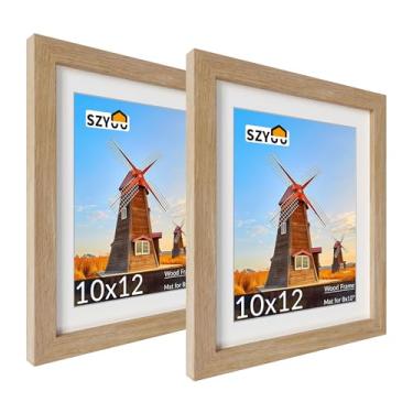 Imagem de SZYUU Conjunto de 2 molduras de 25 x 30 cm com vidro verdadeiro, resistente a arranhões, fácil de montar para exibição de parede ou mesa, decoração de escritório em casa (carvalho natural)