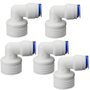 Imagem de Cotovelo de rosca macho de 1/5.1 cm x mangueira PE de 1/10.2 cm OD encaixe de conexão rápida para junta de plástico de filtro de água de osmose reversa RO, dispensador de bebidas e acessórios de
