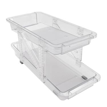 Imagem de Organizador de Latas de Refrigerante para Geladeira Organizador de Latas de Refrigerante para Geladeira Distribuidor de Bebidas Expansível Transparente de 2 Camadas Porta-latas