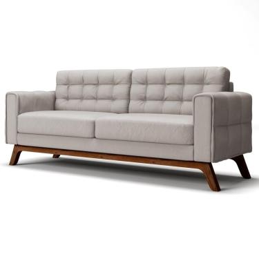 Imagem de Sofá 230 Cm 3 Lugares Sandero C-309 Veludo Bege Claro - Domi