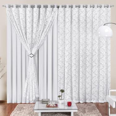 Imagem de Cortina 2 Mts Sala Quarto Malha Renda Para Trilho Suisso Baratissima Branca