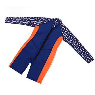 Imagem de Cryfokt Crianças Terno de Mergulho Macio e Confortável Neoprene Borracha Náilon Manga Longa maiô Unisex Tipo para Crianças (Tamanho 12)
