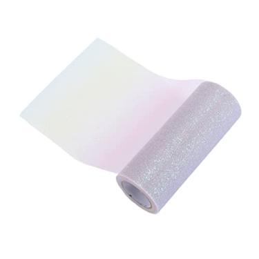 Imagem de -íris glitter tule espumante tule rolos carretel tecido flexível requintado conveniente prático material de artesanato faça você mesmo para decorações de festa de casamento (Rosa mais claro, amarelo e azul)