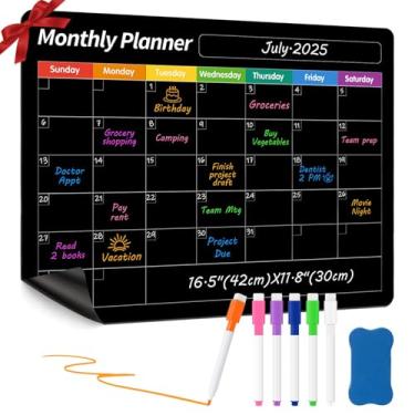 Imagem de Calendário magnético para geladeira, quadro apagável a seco (preto)