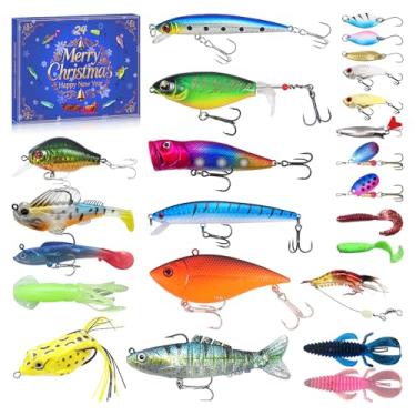 Imagem de Calendário do Advento 2025 Isca de pesca para todos os entusiastas de pesca - Conjunto surpresa 27 24 dias Natal contagem regressiva conjunto de equipamentos de pesca - surpresa de Natal, presente de