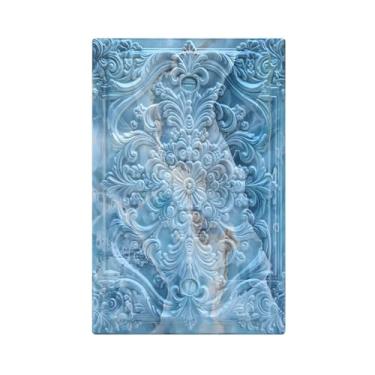 Imagem de Wpshijia Capas decorativas de placa de interruptor de luz padrão mármore azul água 3D floral em relevo 1 gangue sem dispositivo único capas de tomada em branco placa de parede placa de luz para