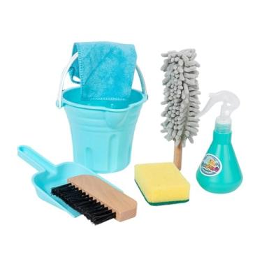 Imagem de menolana Conjunto de limpeza infantil, kit de tarefas domésticas, jogo de faz de conta para meninas e meninos, ferramentas de limpeza, escova de pó e balde.