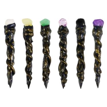 Imagem de Rileryan 6 PCS 1:12 Scale Mini Magic Wizard Witch Wand Crystal Wand Halloween Miniatures Decorations Tiny Magic House Accessories