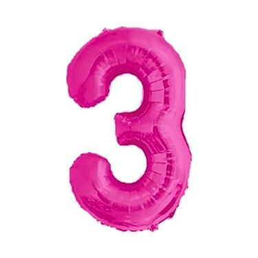 Imagem de Balão De Número Grande Rosa Pink Metalizado 40cm (3)