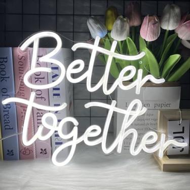 Imagem de Better Together Sinais de néon para decoração de parede de casamento, placas de LED para parede de quarto, luz de néon, sinal Better Together, para decoração de casamento, presentes personalizados