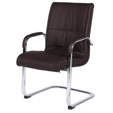 Imagem de Cadeira De Escritório Locutor Austin Fratini Pu Marrom Base Fixa Cromada